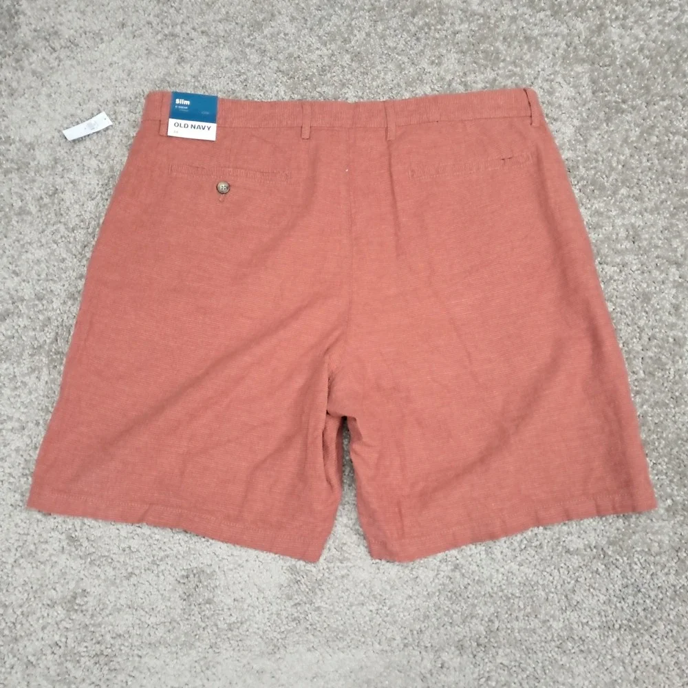 Old Navy Mens‎ Slim Linen Blend Shorts 38 Orange Terracotta 8 Inch Inseam NWT